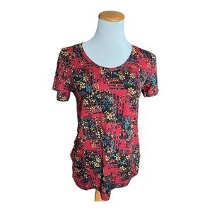 NWT Womens Lularoe Windowpane Floral Print Classic T Tee Shirt - Sz XS